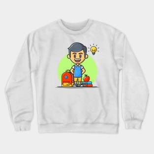 Back to School Cartoon Vector Icon Illustration Crewneck Sweatshirt